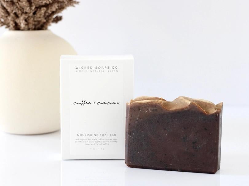 Coffee and cacao nourishing soap bar by Wicked Soaps Co at Soothe and Sage boutique Spokane WA